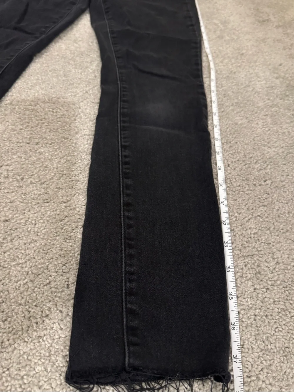 PAIGE Washed Black High-Rise Skinny Jeans with Raw Hem